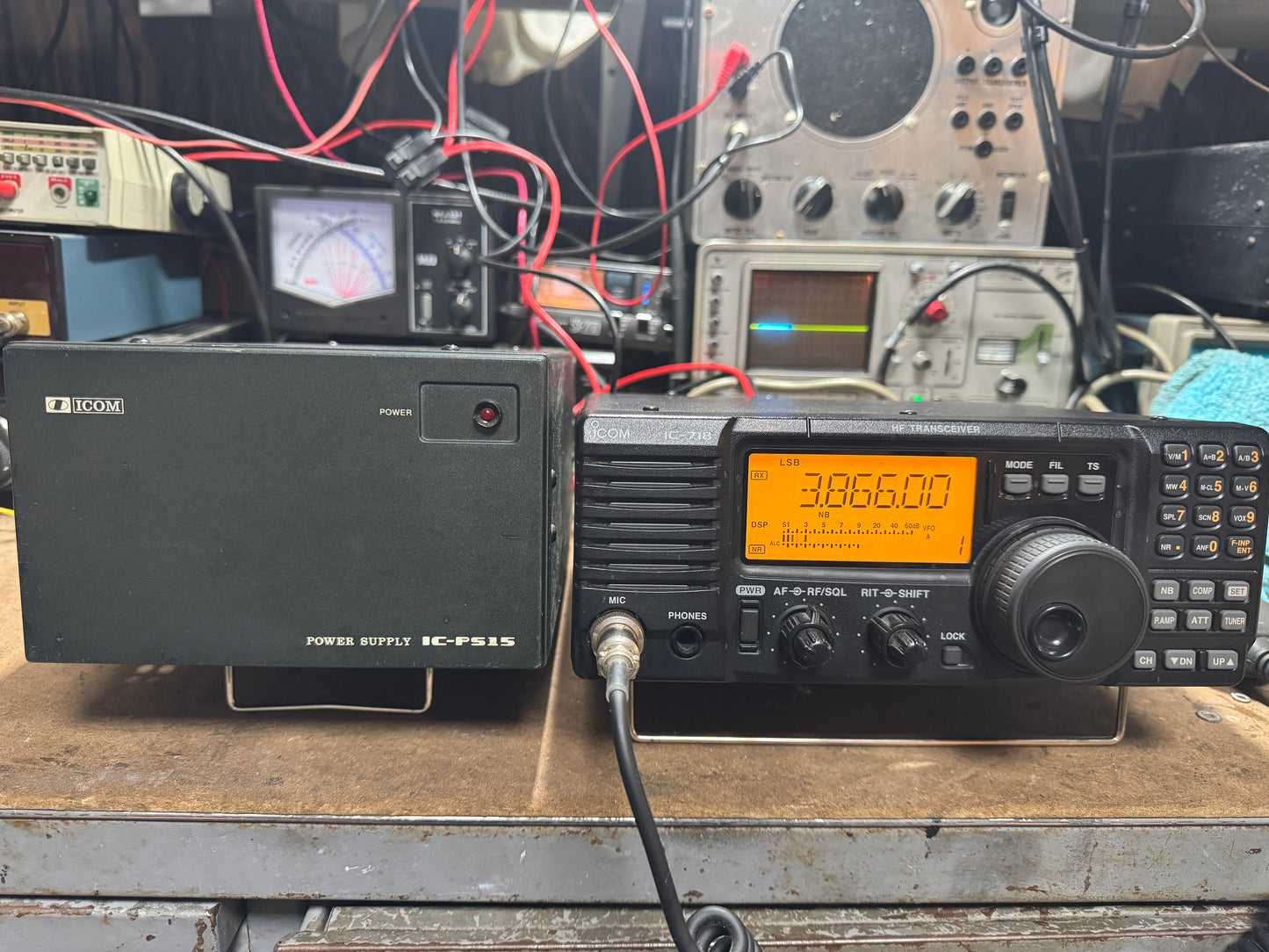 Icom IC-718 with optional DSP and PS15 power supply