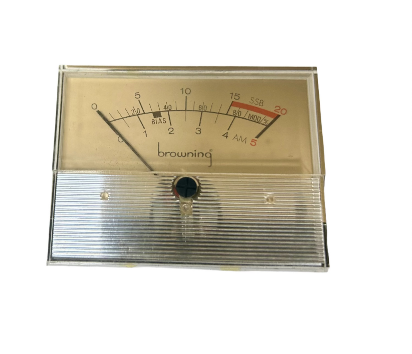 Vintage gauge with 'browning' branding on a wooden surface