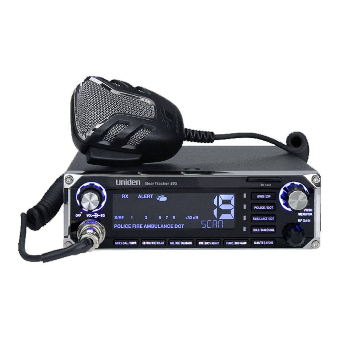 Uniden BEARTRACKER 885- HYBRID CB RADIO WITH BUILT-IN DIGITAL SCANNER WITH BEAR TRACKER WARNING SYSTEM KEEPS YOU UP TO DATE ANYWHERE IN U.S.A. OR CANADA