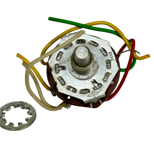 Mechanical potentiometer with wires on a white background