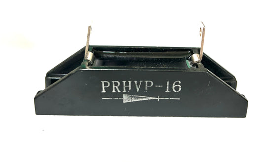 Black electronic component with 'PRHVP-16' marking on a white background