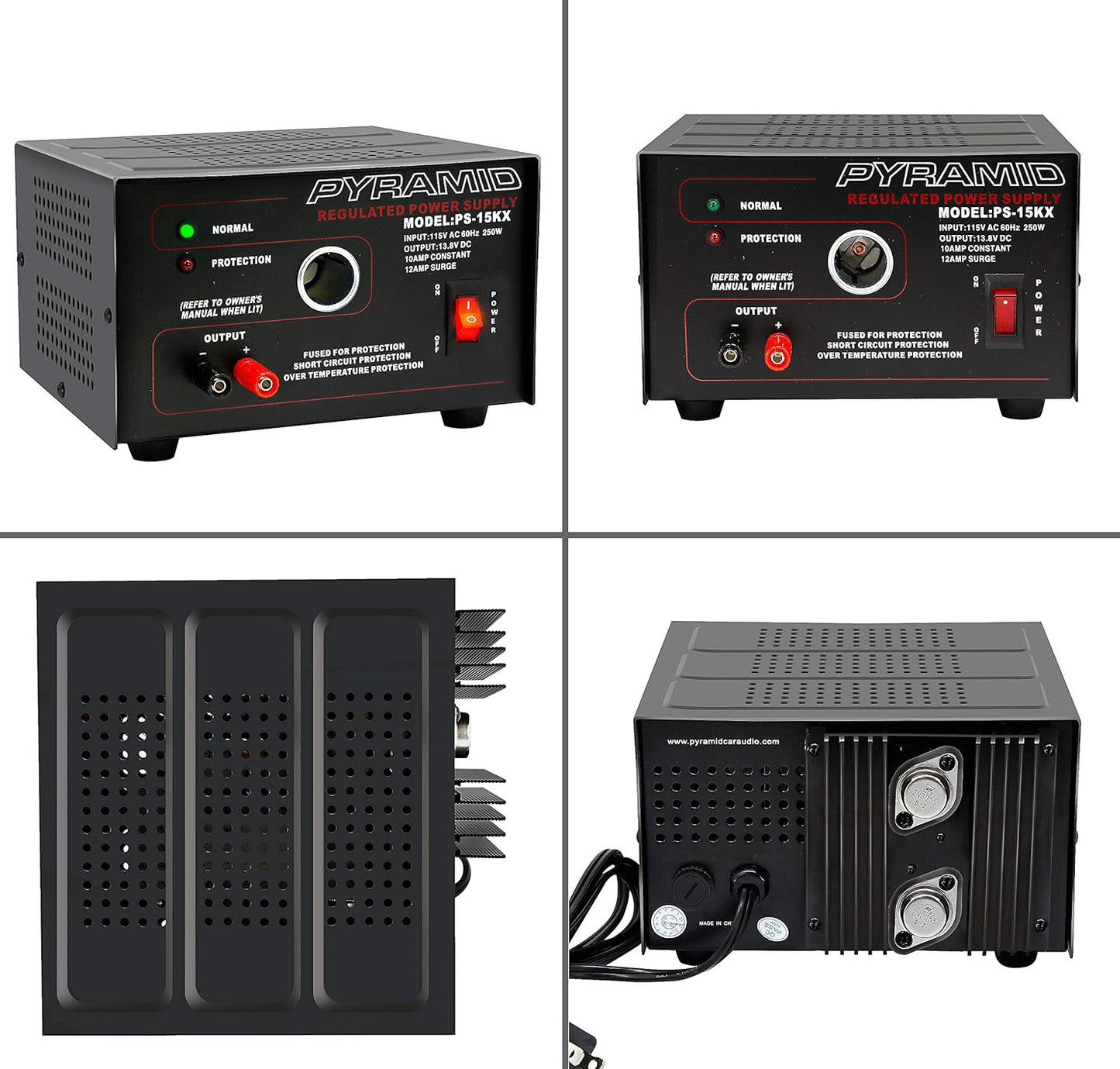 PYRAMID - 10 AMP (12 AMP SURGE) POWER SUPPLY WITH CIGARETTE SOCKET, OVERLOAD PROTECTION & AUTO RESET