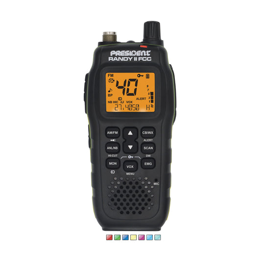 PRESIDENT - RANDYII FCC 40 CHANNEL AM/FM HAND HELD CB RADIO WITH 7 COLOR DISPLAY