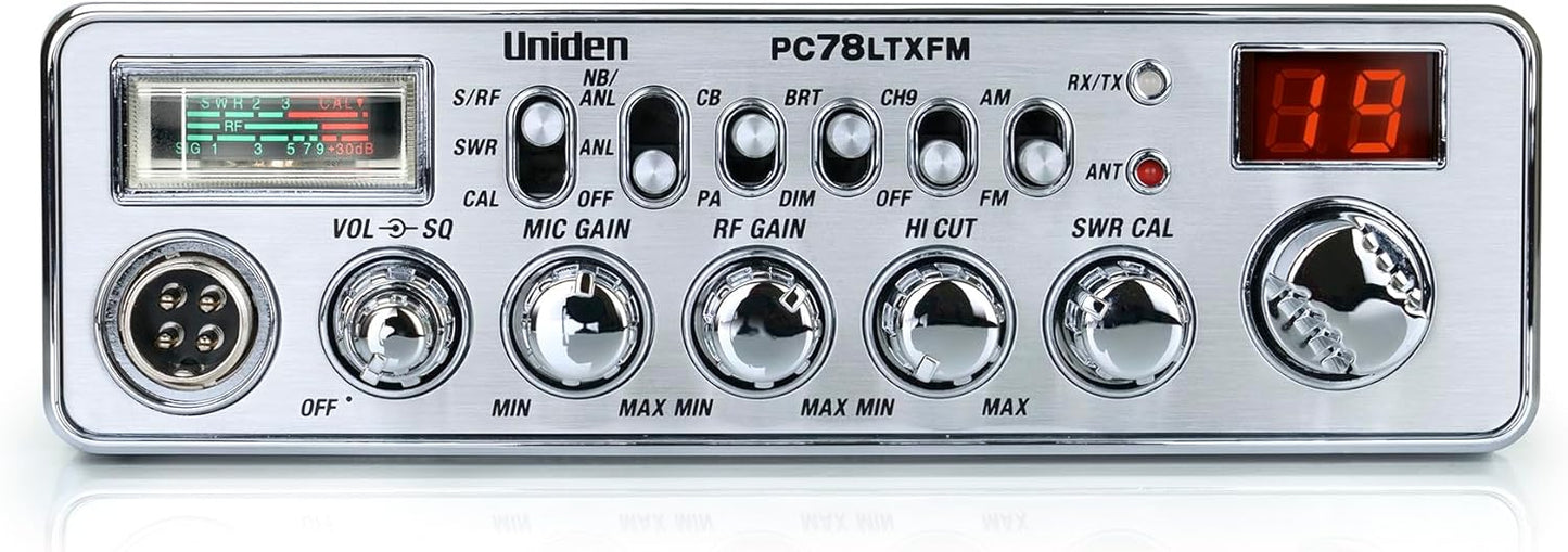 UNIDEN - PC78LTXFM - TRUCKER'S AM & FM DELUXE CB RADIO RF & MIC GAIN, SWR, PA